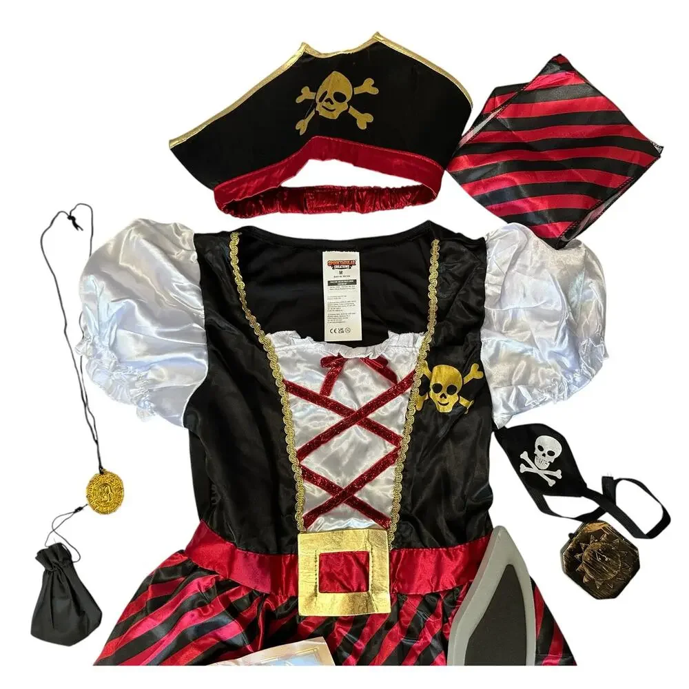 NWT Spooktacular Creations Girl Pirate Costume Buccaneer Princess Child Size M